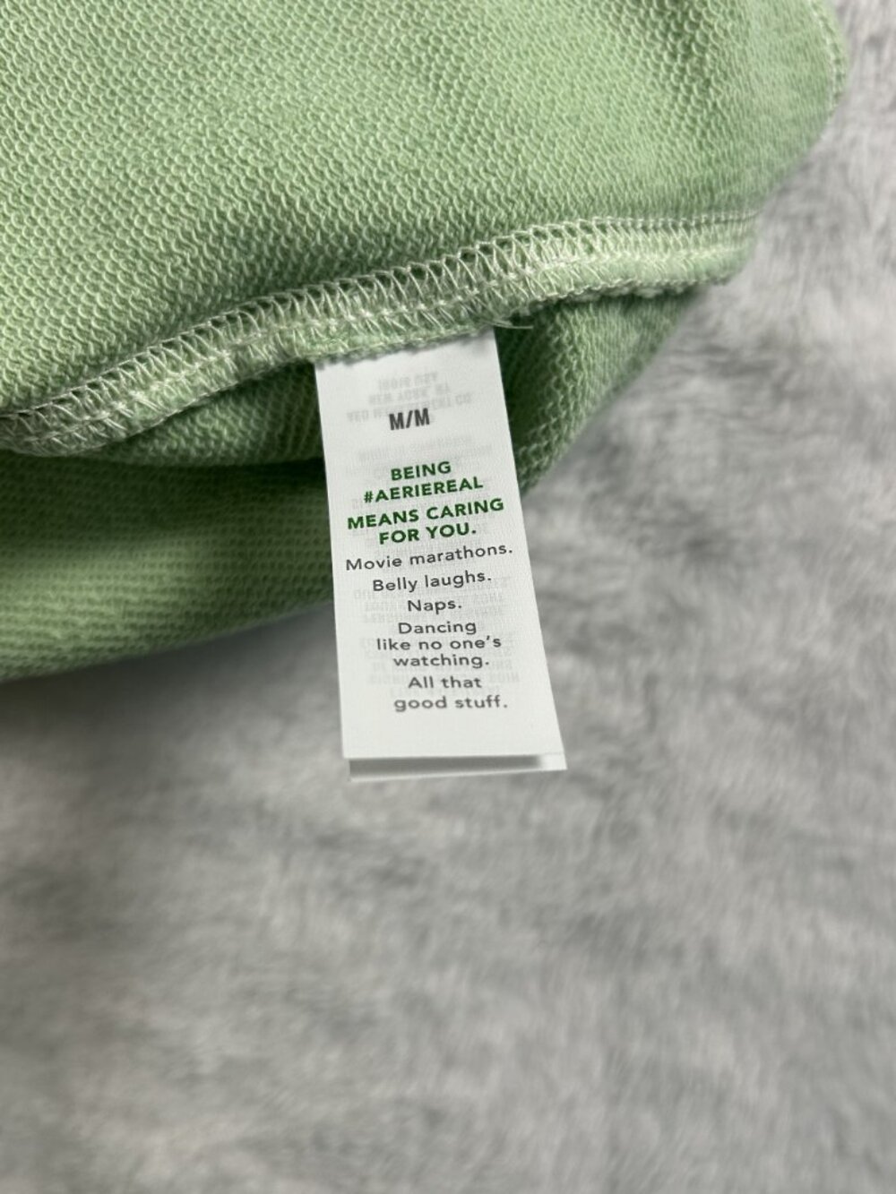 Aerie Cozy Forever Sweatshirt Womens Medium Mint Green Boatneck Drop Shoulder - Picture 4 of 8